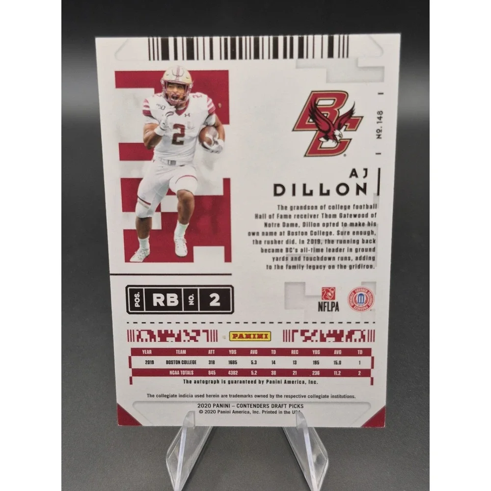 2020 Panini Contenders Draft Picks AJ Dillon #148 College Ticket Autographs (RC)